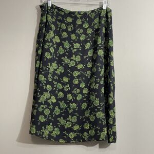 Chaus Women’s Floral Skirt Blue Green Lined A-Line Dark Cottagecore Sz 16 Earthy